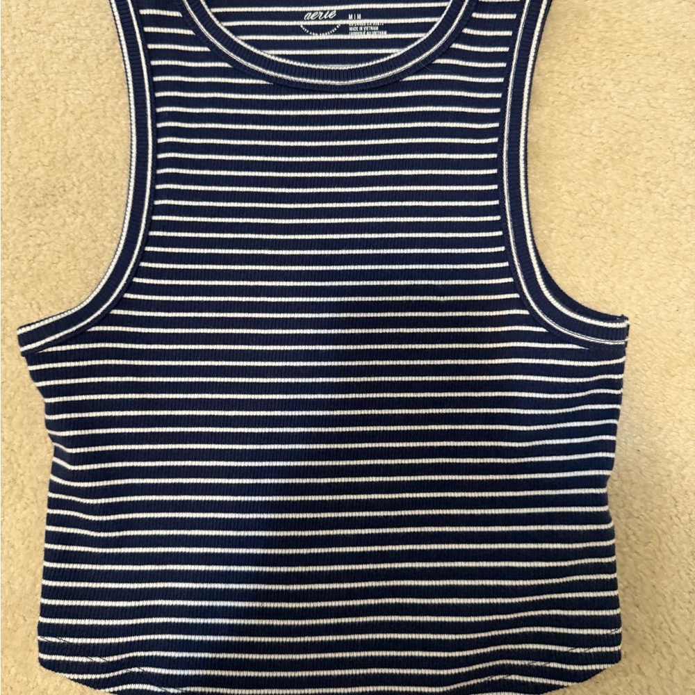 Aerie Navy and White Striped Top